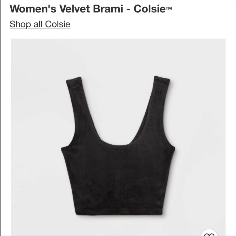 Colsie black velvet crop top size Small NWT